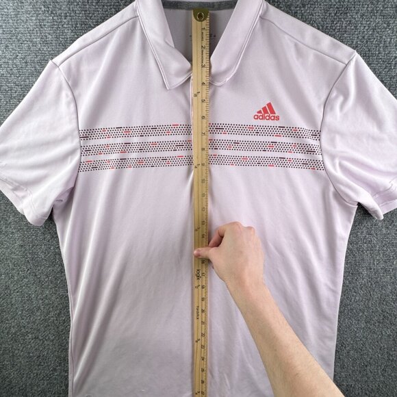 Adidas Pink Print Short Sleeve Polo Shirt Large Pullover Golf W/ Logo Stretch - Picture 2 of 15